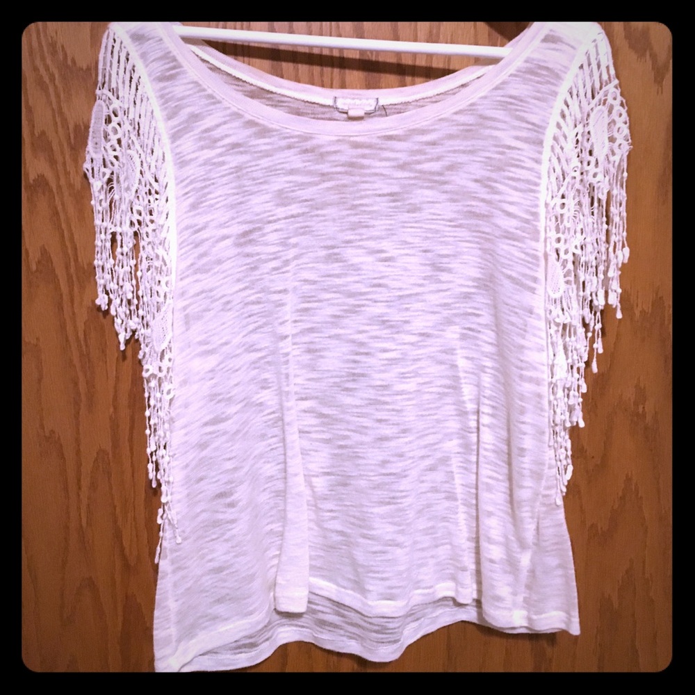 Cream Fringe Shirt